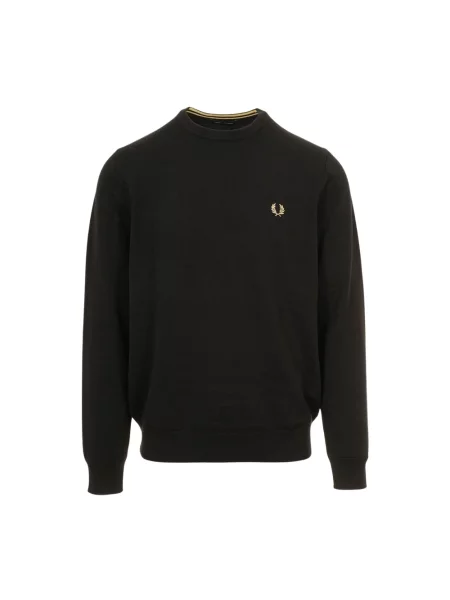 Lekka bluza Fred Perry klasyczna z dekoltem w kształcie litery U czarna