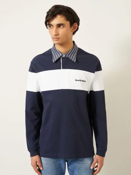 Acne Studios Bluza Dresowa Typu Troyer blau biała