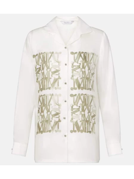 Cămașă Max Mara de mătase cu imagine alb