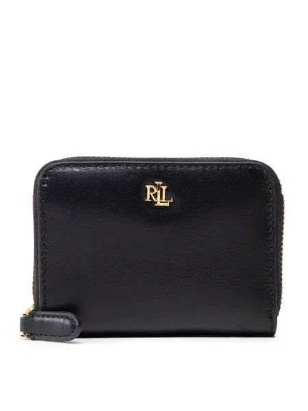 Bőr pénztárca Lauren Ralph Lauren fekete