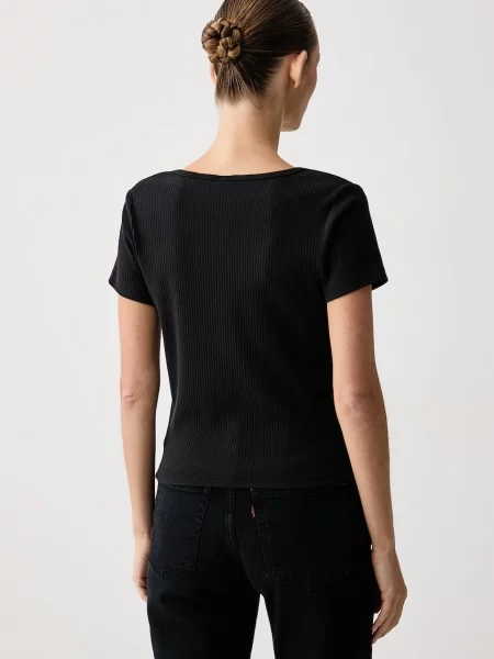 Levi's T-shirt z AUSTEN BUTTON THROUGH SS czarna