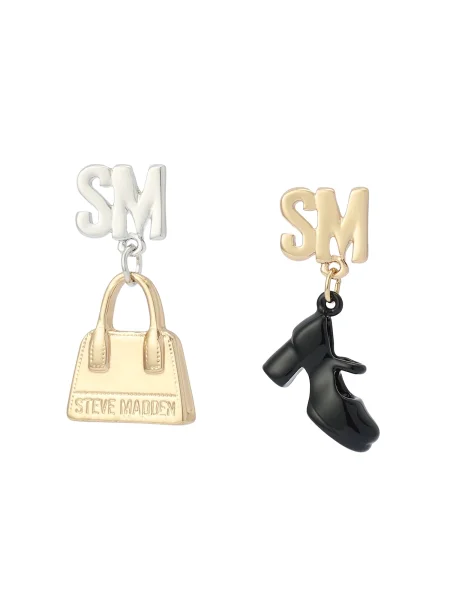 STEVE MADDEN Náušnice zlatá stříbrná černá