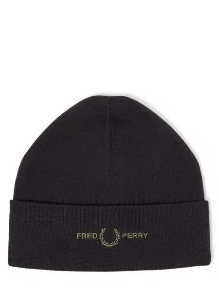 Fred Perry czapka beanie z bawełną czarna