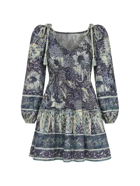 Rochie mini Ulla Johnson cu model floral cu imagine albastru