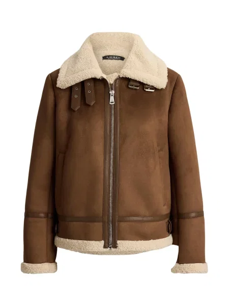 Geacă Lauren Ralph Lauren cu blană maro