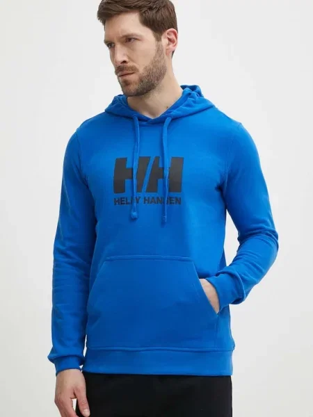 Суичър с качулка Helly Hansen с качулка с апликация синьо