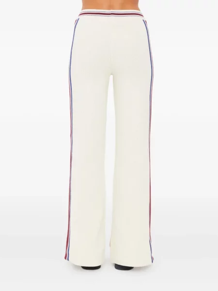 Pantaloni The Upside cu dungi tricotate alb