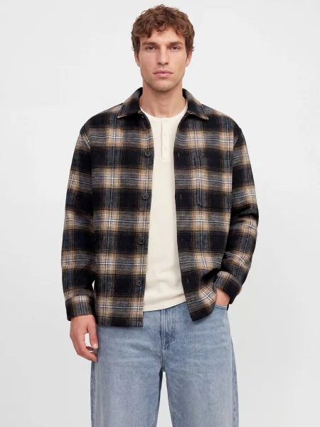 Сорочка в клітинку JACK & JONES SOHO OLLIE OVERSHIRT LS поліестер/акрил синій