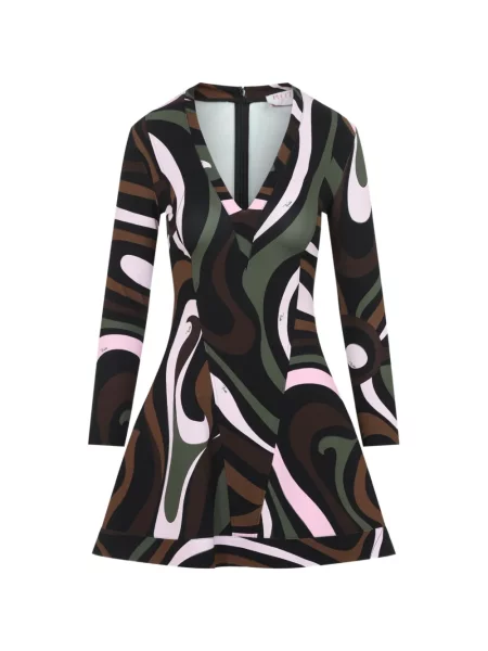 Rochie Pucci cu imagine cu decolteu în V cu imprimeu abstract negru