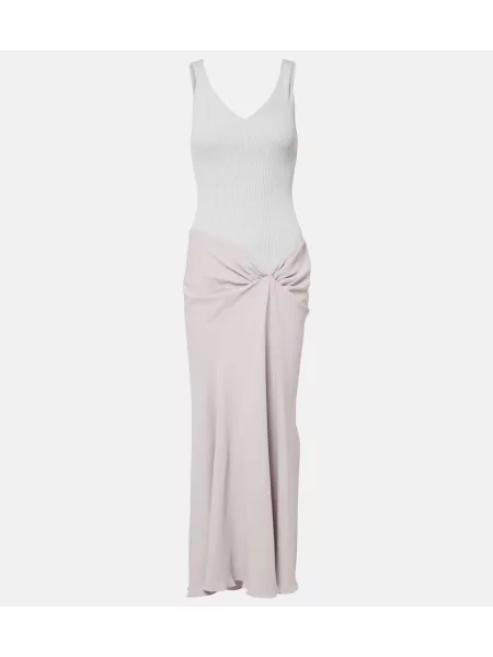 Rochie maxi Victoria Beckham tricotate de costum gri