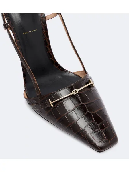 Pantofi cu toc Tom Ford din piele slingback maro