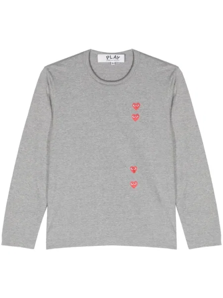 Tricou Comme Des Garcons Play cu imagine cu motiv cu inimi gri
