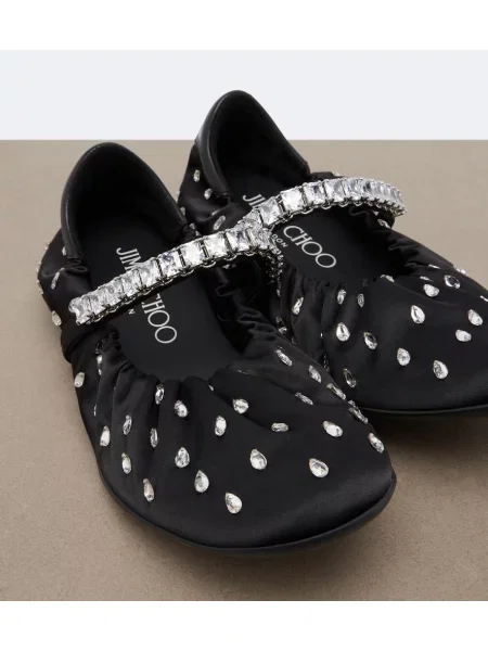 Balerini Jimmy Choo din satin negru