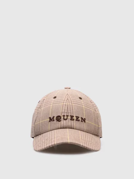Шерстяная клетчатая кепка Alexander Mcqueen бежевая