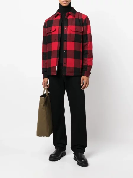 Pledinė raštuota marškinėlių tipo striukė Woolrich raudona