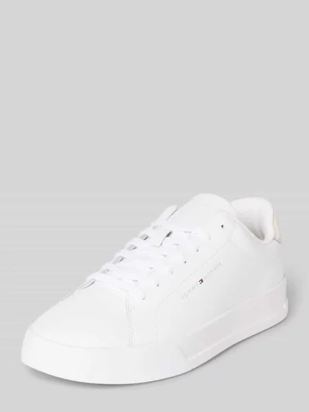 Sneakersy niskie z mieszanki skóry Tommy Hilfiger białe