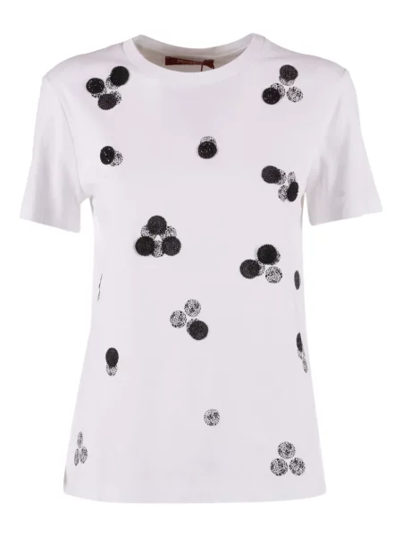 Tricou Max Mara cu mărgele alb