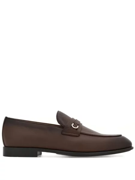 Pantofi loafer Ferragamo din piele cu cataramă maro