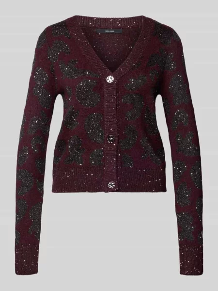 Kurtka z dzianiny o kroju relaxed fit z dodatkiem wełny model ‘ZUZU’ Vero Moda bordowa