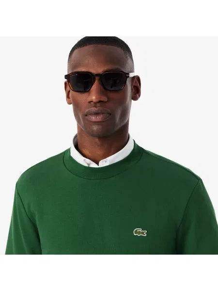 Lacoste Bluza Z Organicznej Bawełny Szczotkowanej zielona