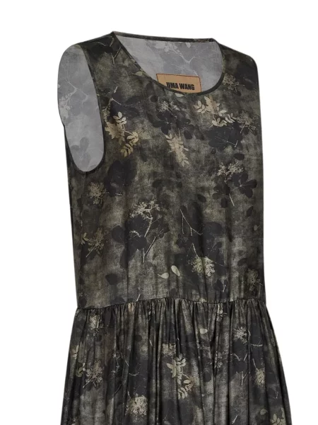 Rochie midi Uma Wang cu model floral gri