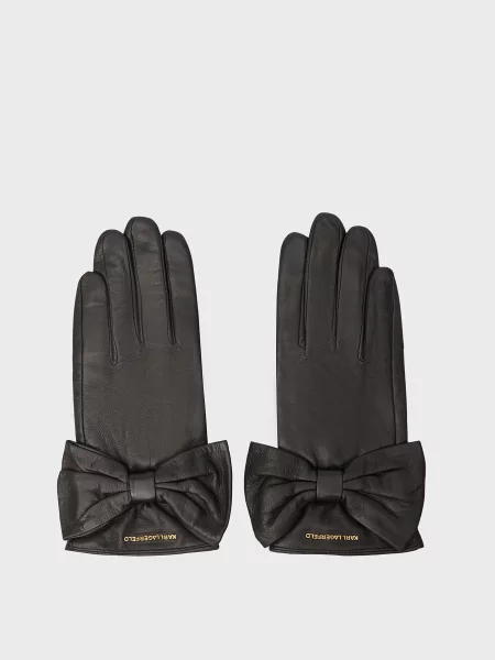 Кожаные перчатки Karl Lagerfeld черные