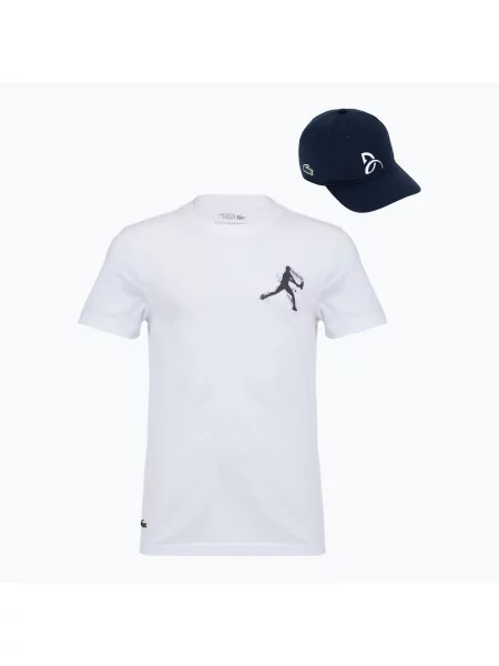 Tenisové tričko Lacoste white/navy blue bílé