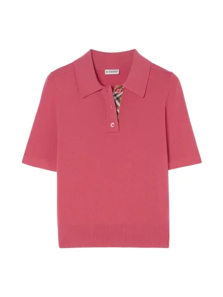 Koszulka polo Burberry wełniana różowa