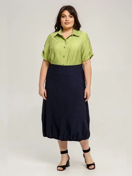 Льняная юбка миди All Posa синяя