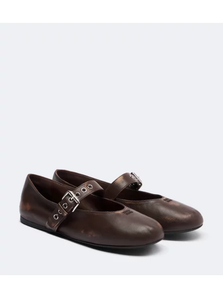 Pantofi cu toc Miu Miu din piele maro