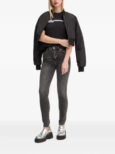 Rövid póló Karl Lagerfeld Jeans nyomtatás fekete