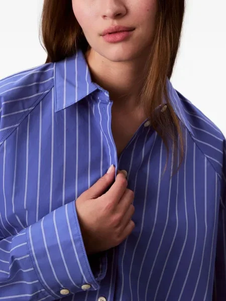 Ριγέ τζιν πουκάμισο Calvin Klein Jeans μπλε