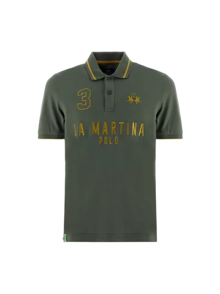 Lniana koszulka polo La Martina zielona