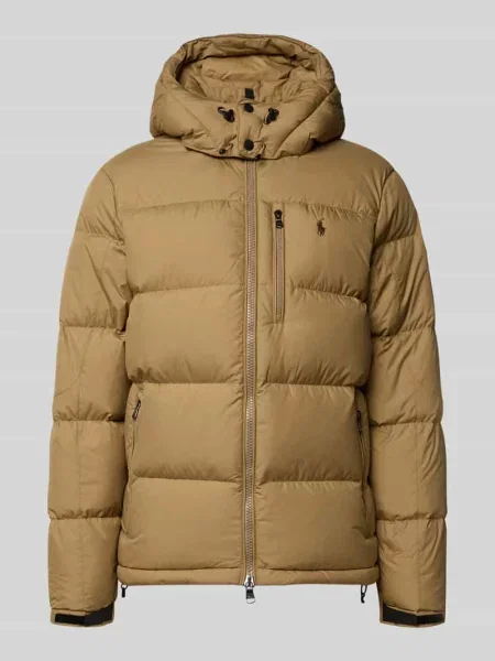 Kurtka puchowa z wyhaftowanym logo Polo Ralph Lauren beżowa