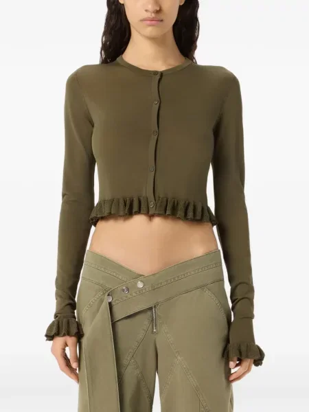 Cardigan Blumarine cu volane verde