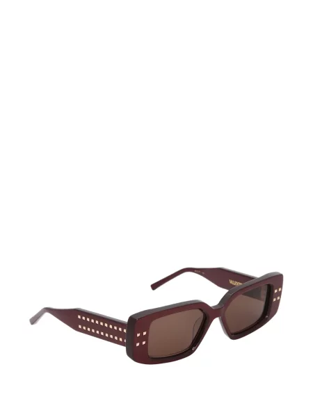 Правоъгълни слънчеви очила Valentino Garavani Eyewear с шипове червено