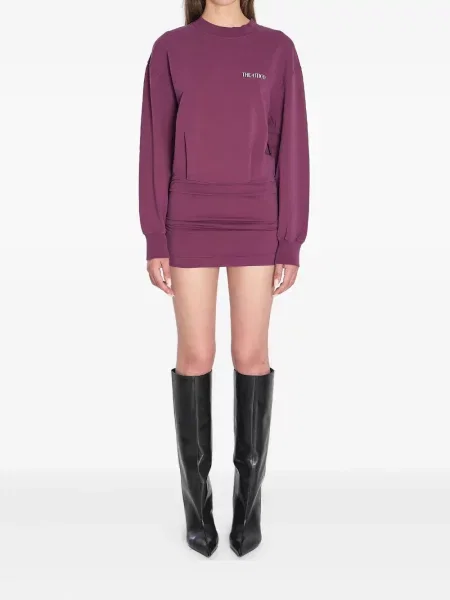 Rochie mini The Attico cu decolteu rotund de costum violet