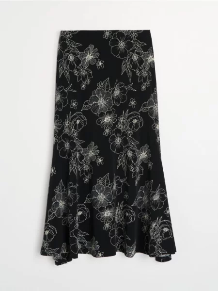 Розкльошена міді-спідниця в квіти різнобарвний