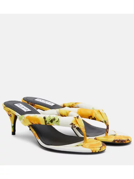 Chiloți tanga Alaïa cu model floral galben