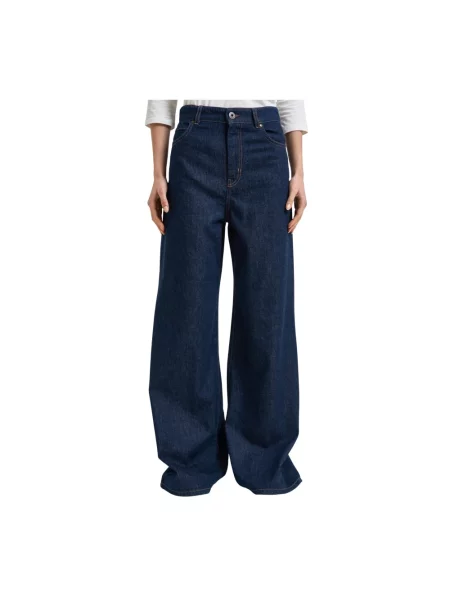 Szerokie podróż jeansy Weekend Max Mara niebieskie