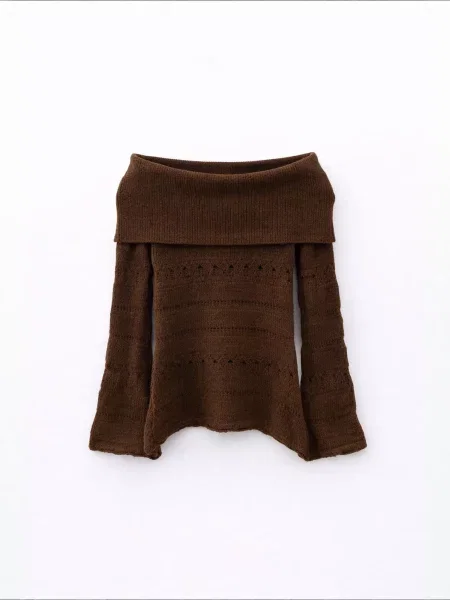 MixRay Svetr Pullover tmavě hnědá