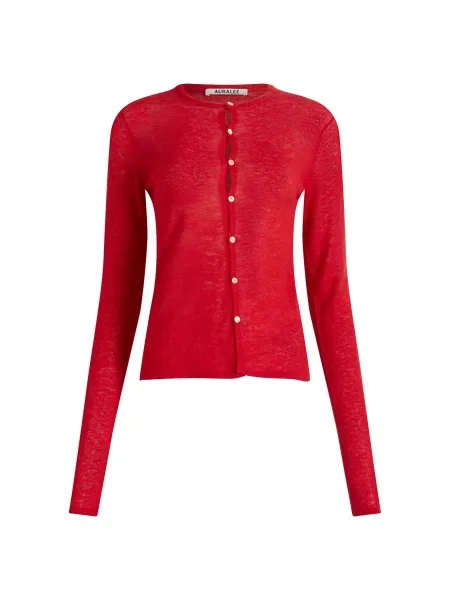 Sweter Auralee z kaszmiru czerwony