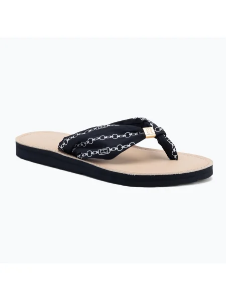 Papuci pentru femei Tommy Hilfiger Chain Print Elevated Sandal space blue albastru