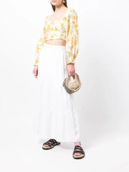 Květinová retro halenka Faithfull The Brand žlutá