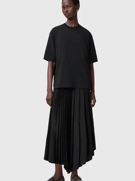 Рокля и тениска AllSaints JAX дълга разкроена черно