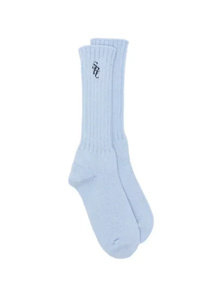 Șosete Sporty & Rich cu broderie tricotate albastru