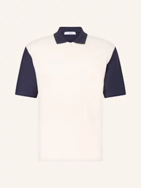 Palmes Koszulka Polo Textured Zip Polo blau granatowe