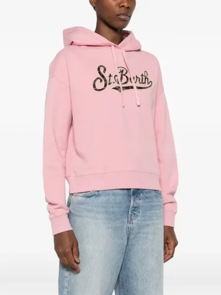 Hoodie Mc2 Saint Barth με αυτόγραφο με κορδόνι ροζ