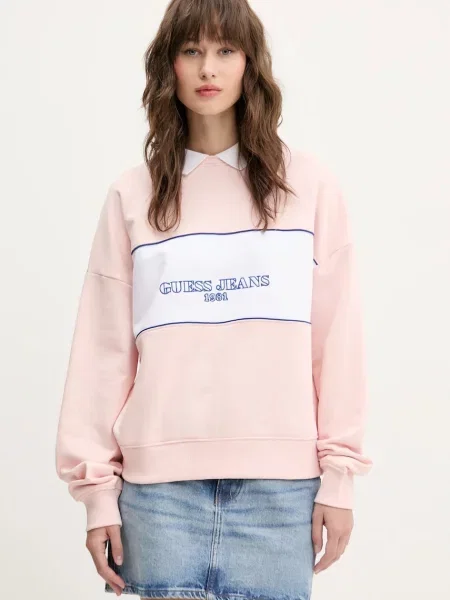 Guess Jeans bluza wzorzysta różowy