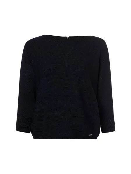Sweter z dzianiny z rękawem o dł. More & More granatowy